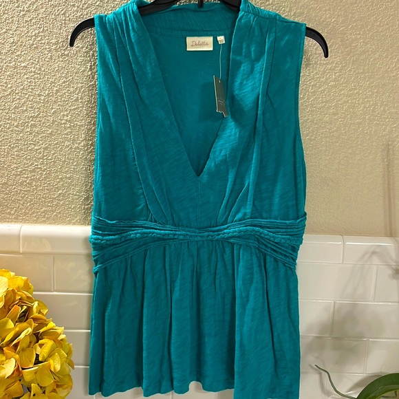 Anthropologie Deletta Teal green Top NEW w / Tags - Picture 1 of 5